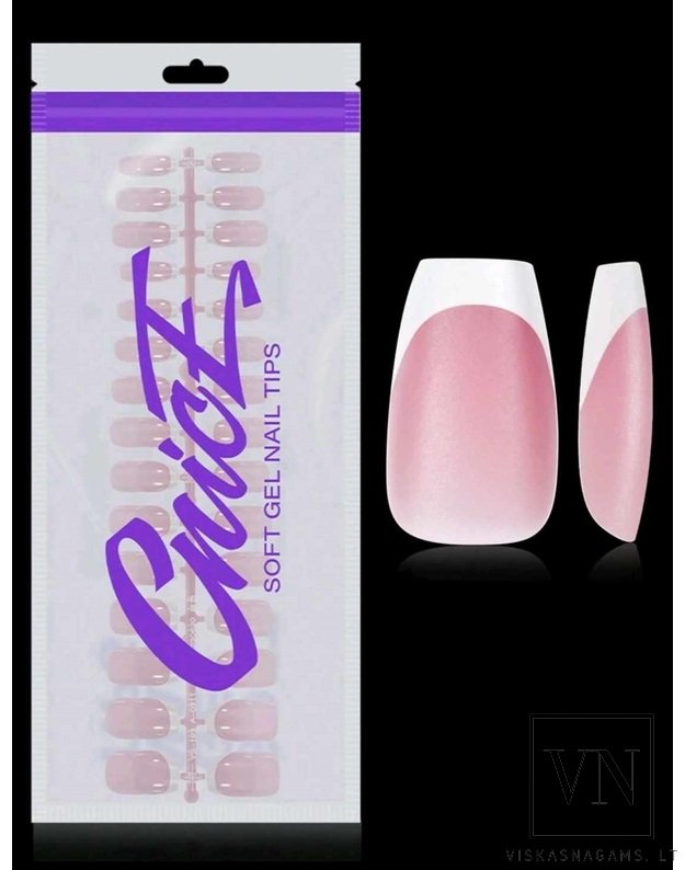 SOFT GEL geliniai tipsai COFFIN FRENCH BABY PINK, 120vnt.