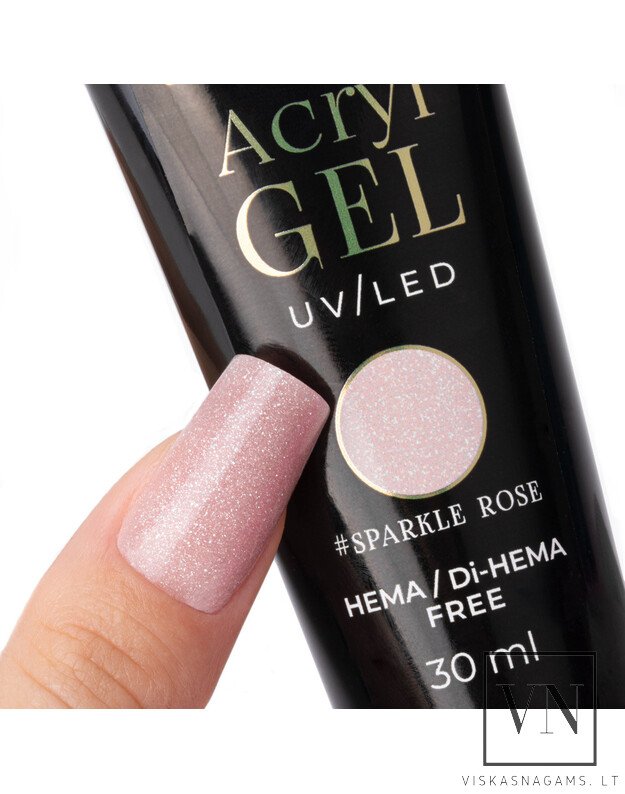 MOLLY NAILS ACRYLGEL polygelis SPARKLE ROSE, 30ml